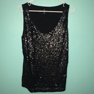 One sided sequin black top